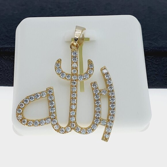 14K Gold Plated 925 sterling silver luxury CZ Pendant, RJUS2085 - Picture 5 of 11